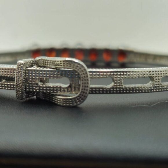 Red Garnet Bangle Bracelet in Stainless Steel NWOT - Picture 6 of 7